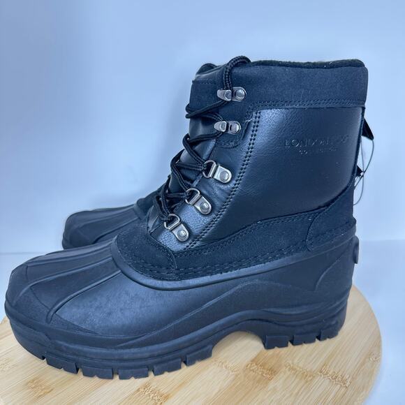 London Fog Jayson Duck Boots Black Lace Up Snow Waterproof Insulated Men Sz 8